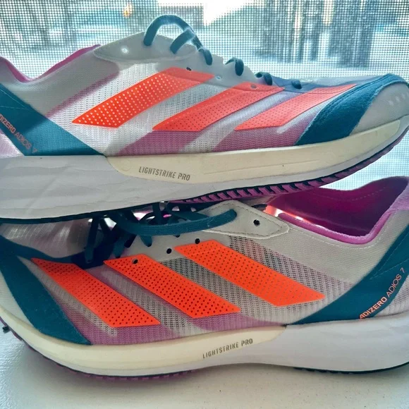 Adidas Adizero Adios 7 shoes, M7.5/W8.5, EUC - Picture 8 of 11